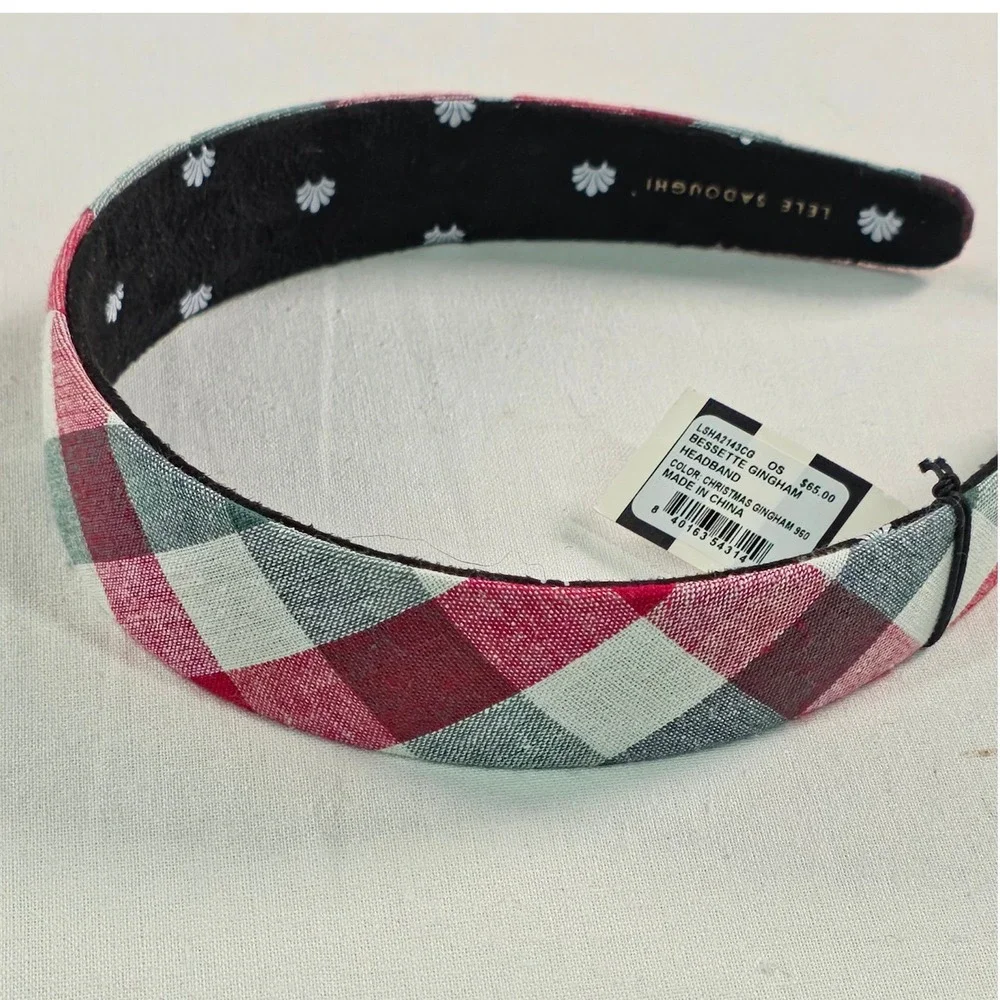Lele Sadoughi Women Bessette Headband OS Christmas Gingham Holiday Accessory NWT